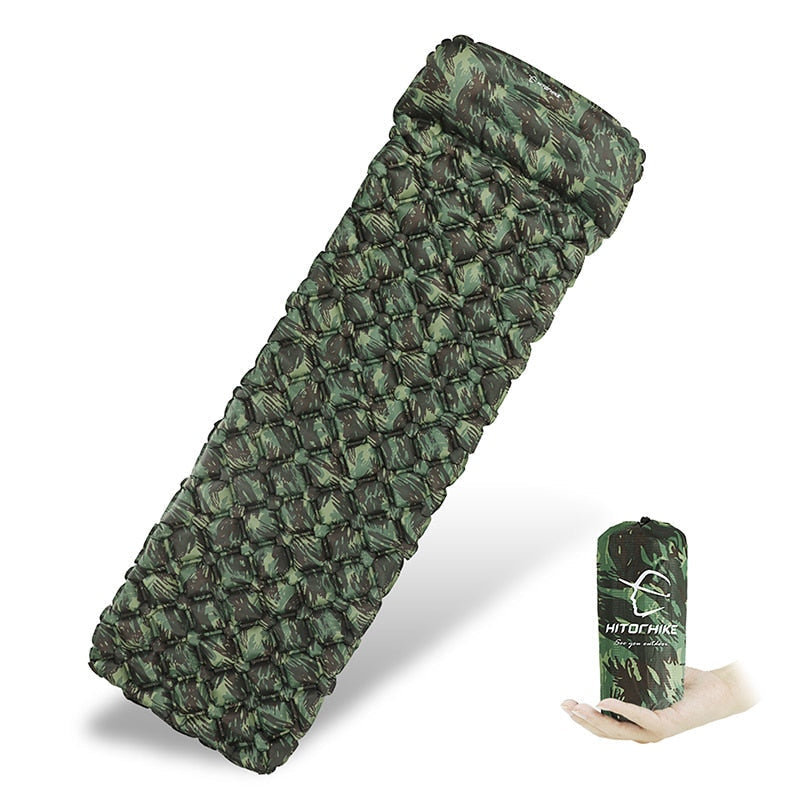 Ultralight Inflatable Camping Sleeping Pad with Pillows - Folding Travel Mat for Hiking & Trekking