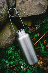 Bushcraft Stainless Steel Water Bottle with Hook - Wide Mouth, Leak-Proof Flask for Camping, Picnic, Hiking