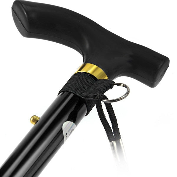 Telescopic T-Handle Walking Stick: Aluminum Alloy Folding Cane, Non-Slip Rubber, Hiking & Trekking Poles, Crutches