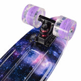 22 inch Skateboard Cruiser Penny 22" X 6" Retro Longboard Skate Graphic Galaxy Complete Led Light