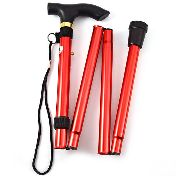 Telescopic T-Handle Walking Stick: Aluminum Alloy Folding Cane, Non-Slip Rubber, Hiking & Trekking Poles, Crutches