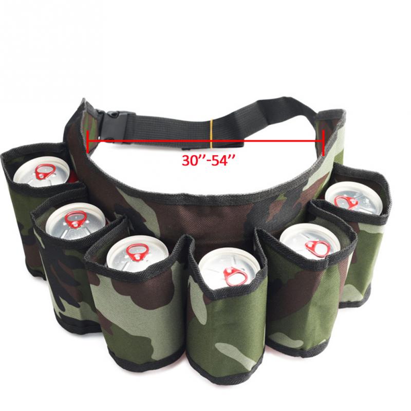 Insulated Beer Belt Holder for 6 Cans with Adjustable Strap, Buckle, and Hidden Pocket - Perfect for Parties