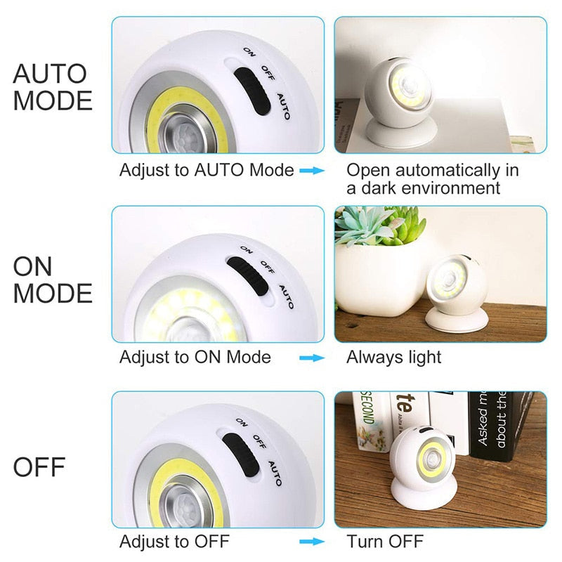 Wireless Motion Sensor Light - USB Rechargeable, Battery Powered Wall Lamp for Outdoor/Indoor Use, Night Light Security Torch