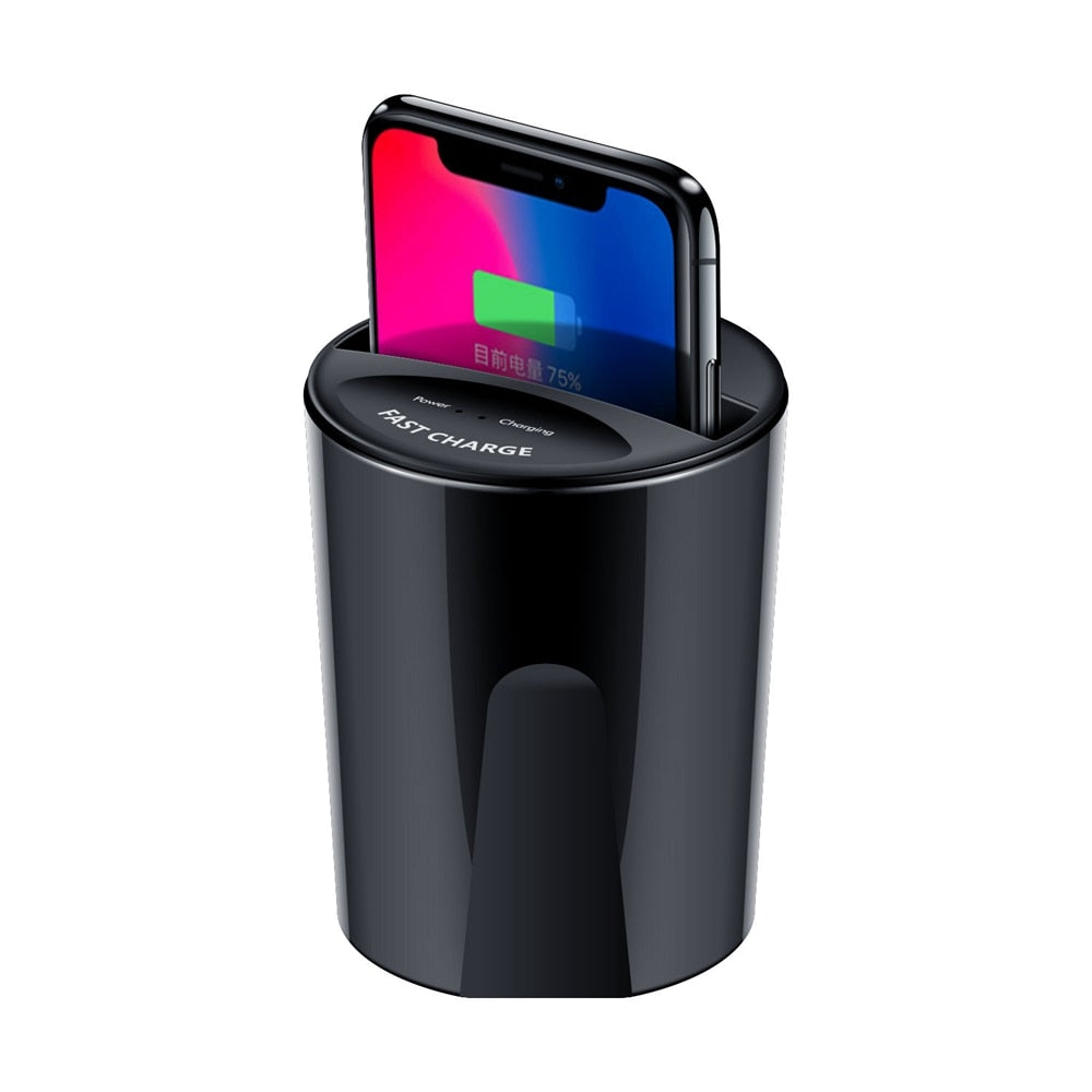 Fast QI Wireless Car Charger for Samsung Galaxy S9 S8 S7 S6 Edge iPhone 8 10 X - Quick Holder Cup