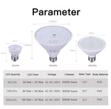 Full Spectrum LED Grow Light E27 Phytolamp for Plants, Seedlings, Flowers, and Grow Tents