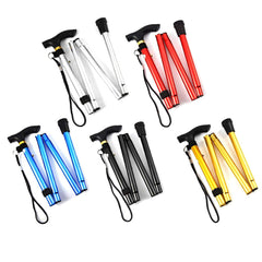 Telescopic T-Handle Walking Stick: Aluminum Alloy Folding Cane, Non-Slip Rubber, Hiking & Trekking Poles, Crutches