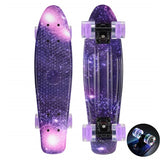 22 inch Skateboard Cruiser Penny 22" X 6" Retro Longboard Skate Graphic Galaxy Complete Led Light