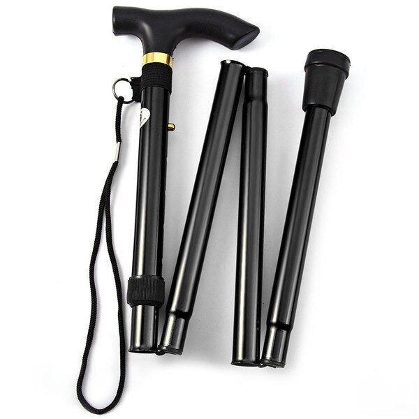 Telescopic T-Handle Walking Stick: Aluminum Alloy Folding Cane, Non-Slip Rubber, Hiking & Trekking Poles, Crutches