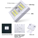 Battery Powered 4 COB LED Switch Night Light for Kitchen, Cabinet, Garage, Closet, Camp, Emergency Lamp