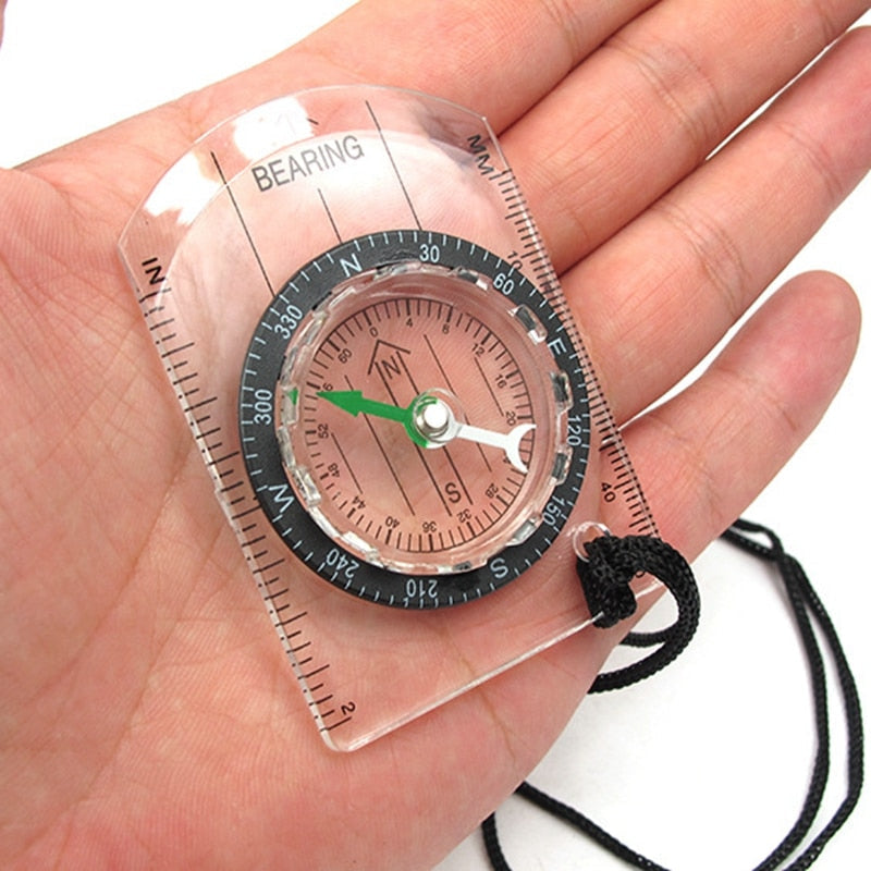 Outdoor Camping Hiking Transparent Plastic Military Compass - Proportional Footprint Travel Kit