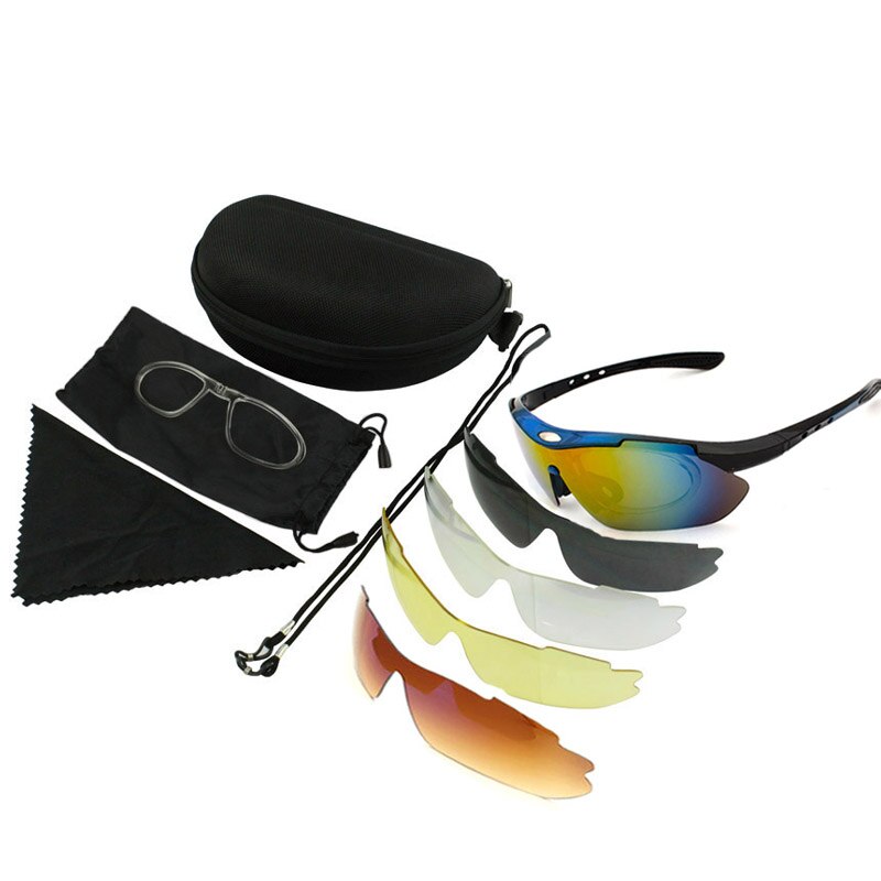 Outdoor Sport Tactical Goggles: Hiking, Camping, Hunting, Cycling, Fishing Sunglasses with 5 Lenses