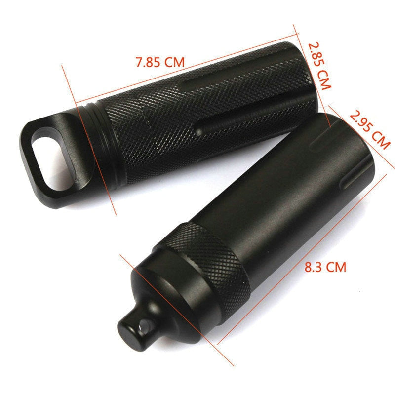 Outdoor CNC Waterproof Emergency First Aid Kit - Aluminum Survival Pill Bottle, EDC Tank Box for Camping & Cigarettes