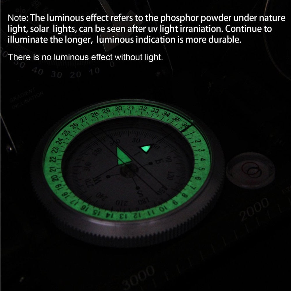 Professional Military Geology Compass - Luminous Sighting Compass for Outdoor Hiking & Camping