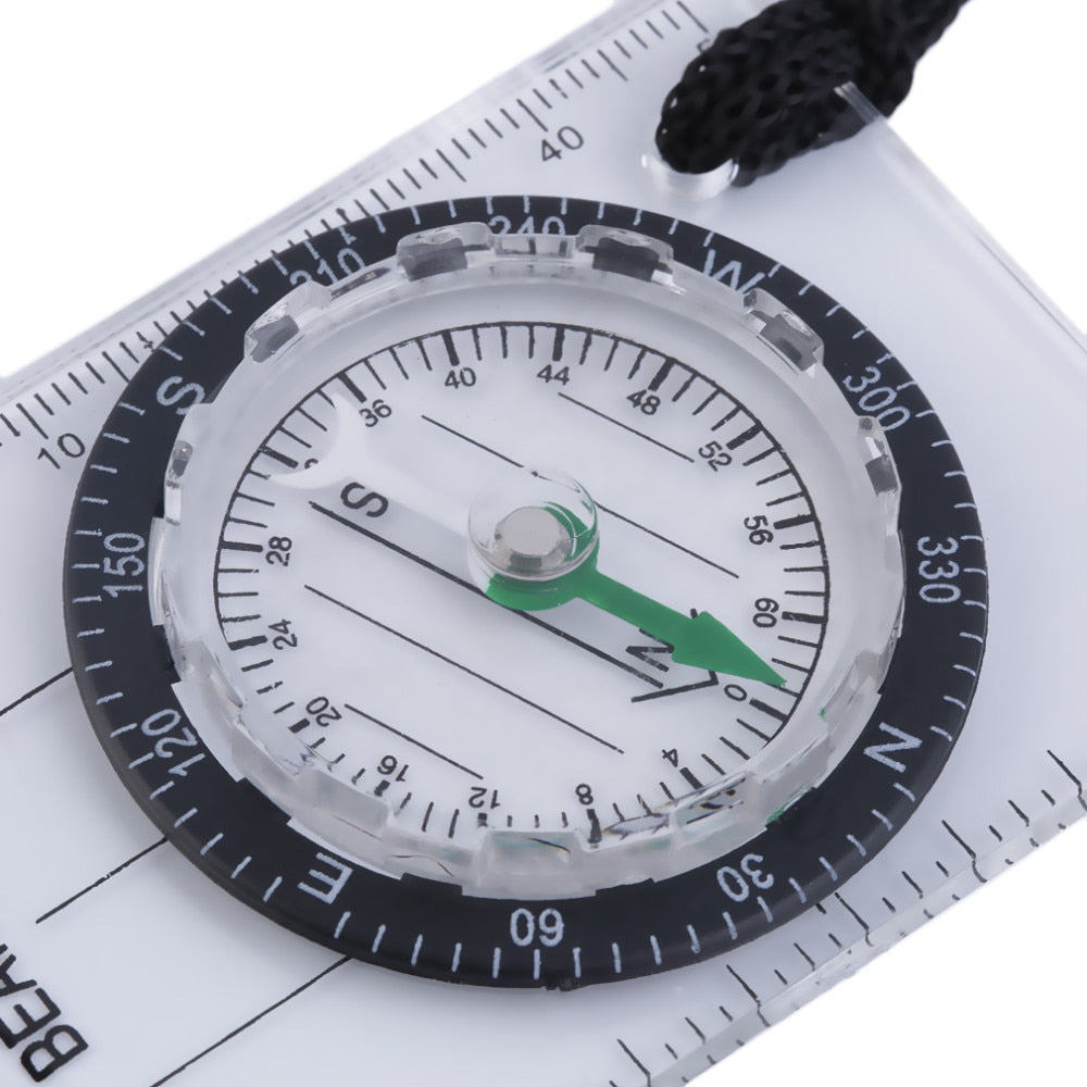 Outdoor Camping Hiking Transparent Plastic Military Compass - Proportional Footprint Travel Kit