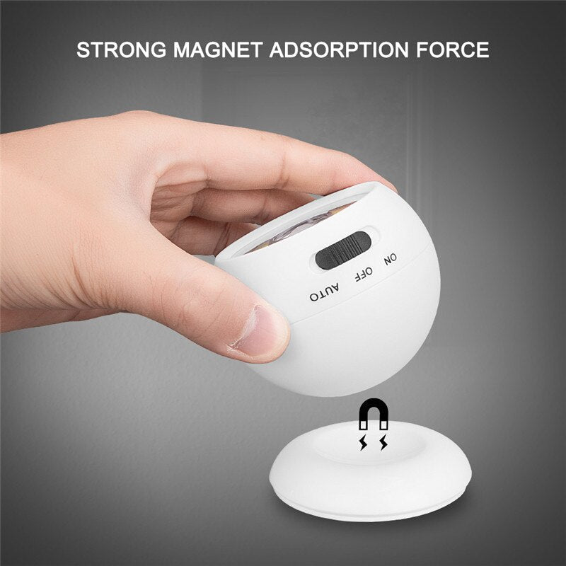 Wireless Motion Sensor LED Spotlight - Waterproof Indoor/Outdoor 360 Degree Battery Security Night Light for Garden/Wall