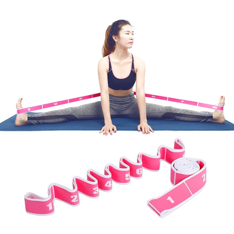 New Elastic Nylon Yoga Stretch Strap With 8 Loops Latex Latin Dance Band Split Stretching Toughness Training Fitness Tool