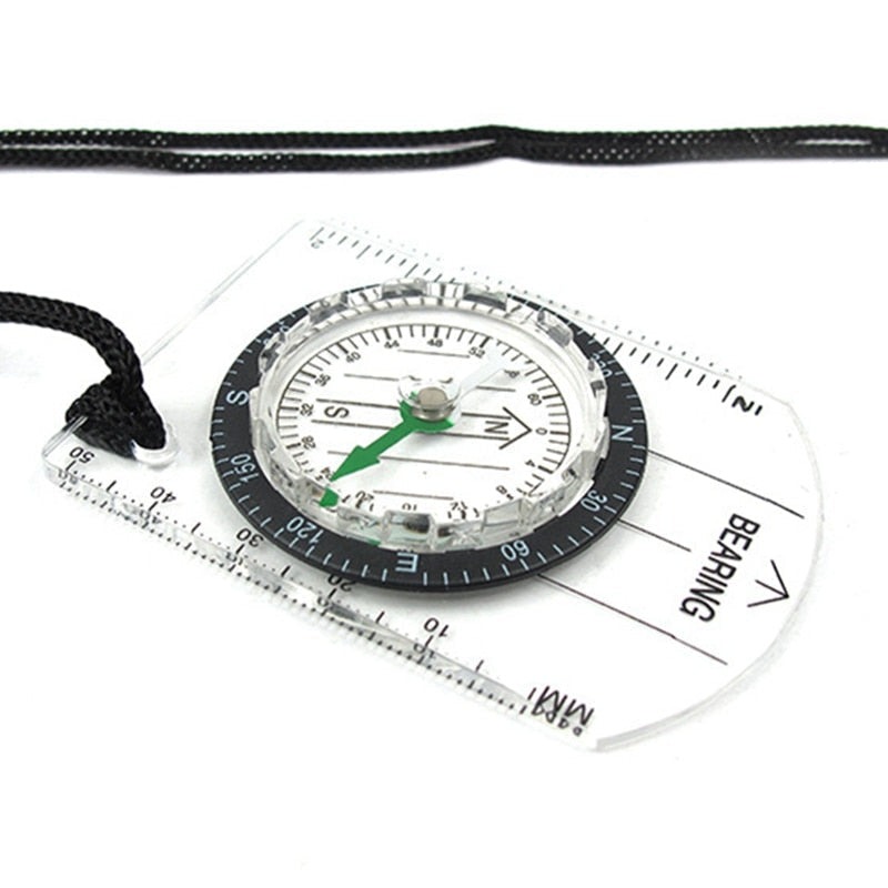 Outdoor Camping Hiking Transparent Plastic Military Compass - Proportional Footprint Travel Kit