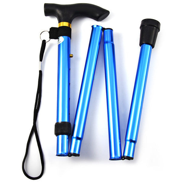 Telescopic T-Handle Walking Stick: Aluminum Alloy Folding Cane, Non-Slip Rubber, Hiking & Trekking Poles, Crutches