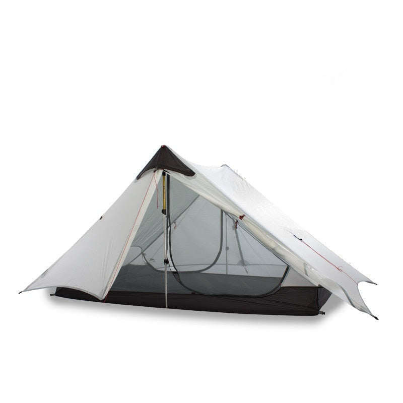 Ultraleichtes 3-Jahreszeiten-Campingzelt für 2 Personen, 15D Silnylon, stangenloses Design