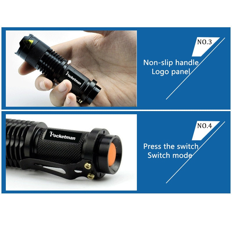 Powerful Tactical LED Flashlights - Portable, Zoomable, 3 Modes, Self Defense, Camping Lanterns, 6 Pack