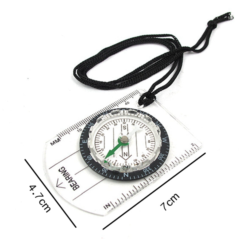 Outdoor Camping Hiking Transparent Plastic Military Compass - Proportional Footprint Travel Kit