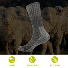 3 Pairs Men�s Winter Merino Wool Cushioned Knee-High Socks for Hiking, Camping, Climbing, Cycling, Skiing