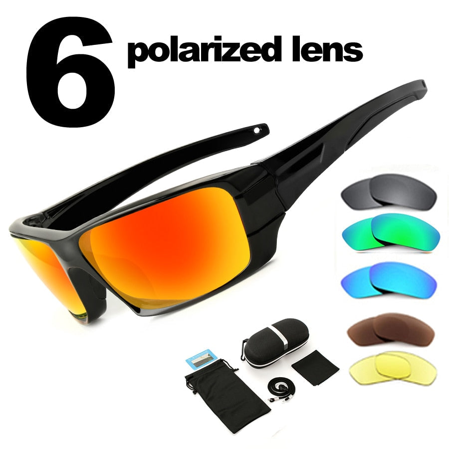 Polarized Hiking Sunglasses - Camouflage Black Frame, UV400 Protection, Sport & Camping Eyewear, Climbing Goggles