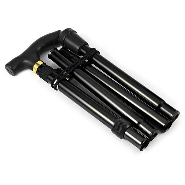 Telescopic T-Handle Walking Stick: Aluminum Alloy Folding Cane, Non-Slip Rubber, Hiking & Trekking Poles, Crutches