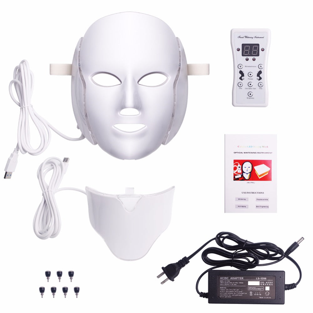 7 Colors Led Facial Mask Korean Acne Neck Beauty Therapy Machine Light