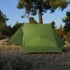 Ultraleichtes 3-Jahreszeiten-Campingzelt für 2 Personen, 15D Silnylon, stangenloses Design