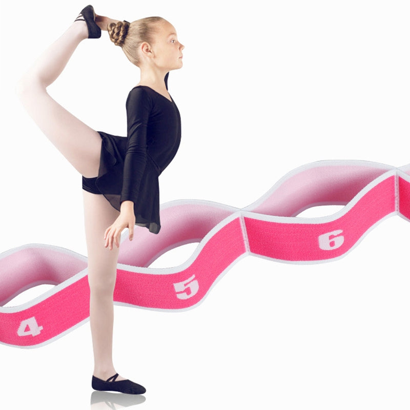 New Elastic Nylon Yoga Stretch Strap With 8 Loops Latex Latin Dance Band Split Stretching Toughness Training Fitness Tool