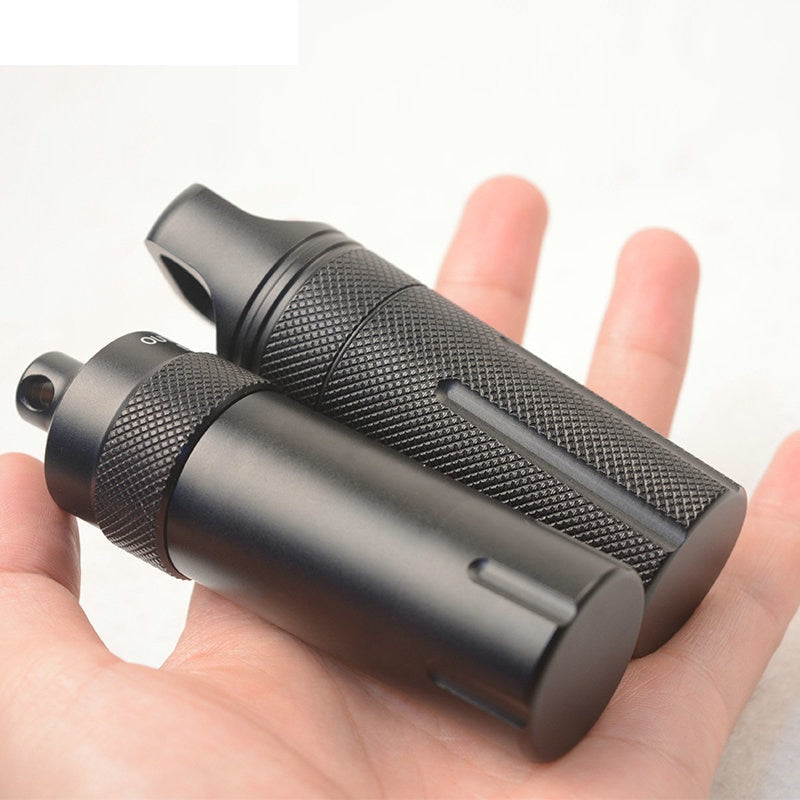 Outdoor CNC Waterproof Emergency First Aid Kit - Aluminum Survival Pill Bottle, EDC Tank Box for Camping & Cigarettes