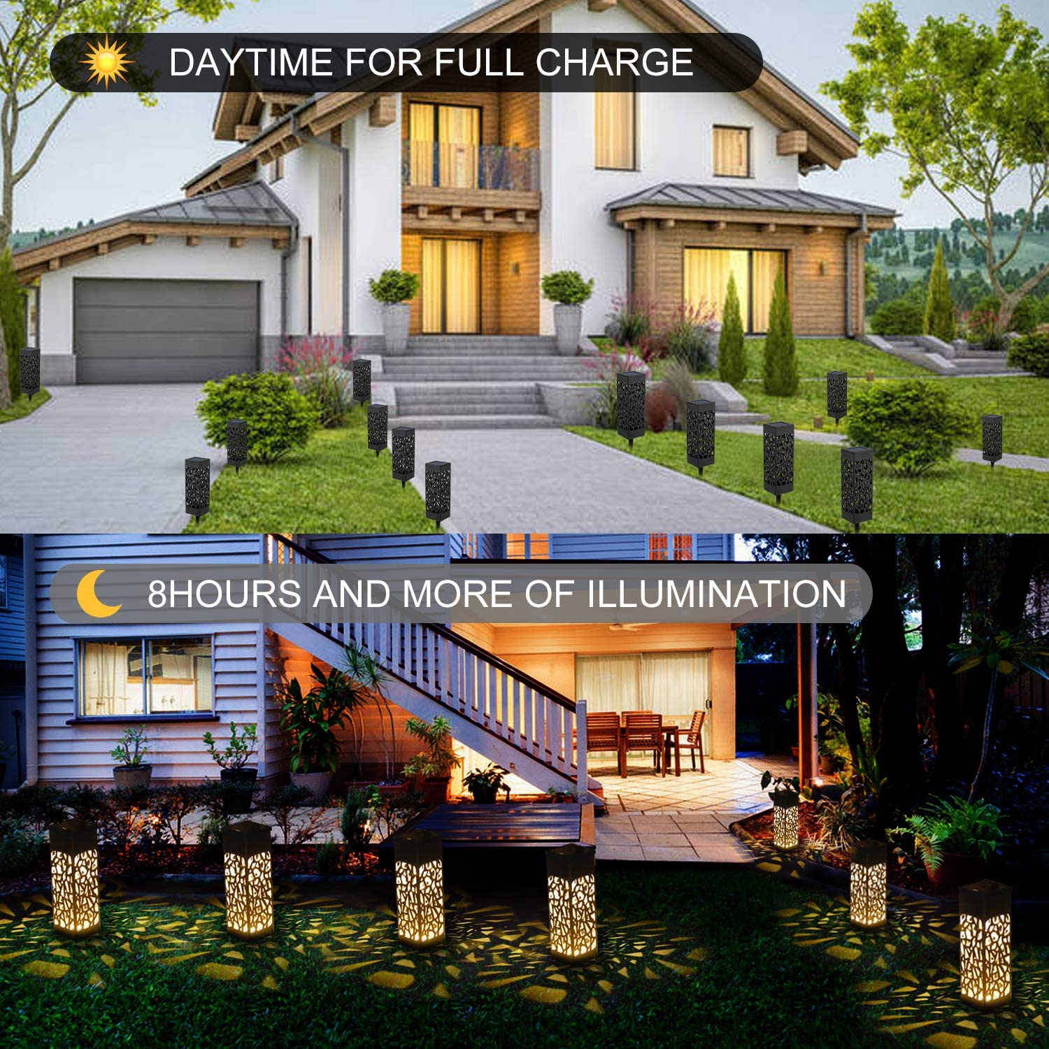 Solar Lawn Light Decoration - Waterproof LED Hollow Pathway Lamp for Outdoor Garden and Lawn