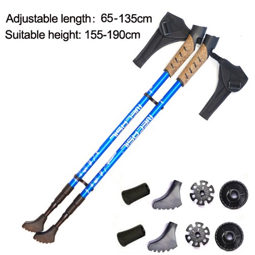 2pcs Nordic Walking Sticks - Adjustable Aluminum Telescopic Trekking Poles for Camping & Hiking