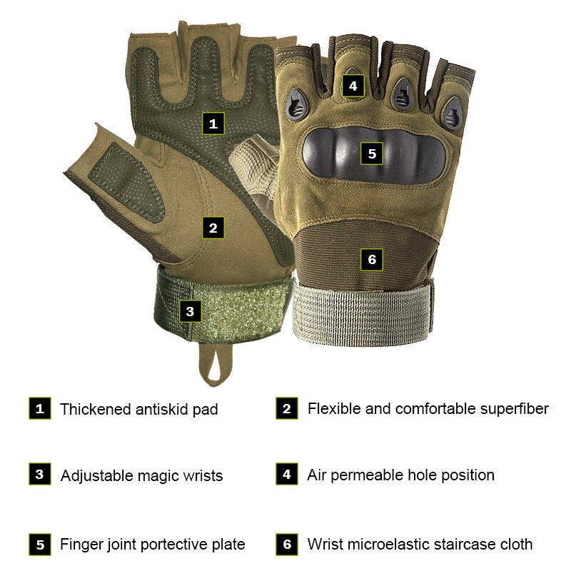 Men's Tactical Full & Half Finger Gloves for Cycling, Motorcycling, Camping, Hiking, and Fitness