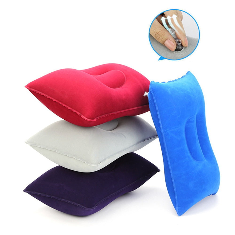 Inflatable Air Pillow Bed for Camping, Travel, Plane - PVC Nylon Neck Stretcher & Backrest Support