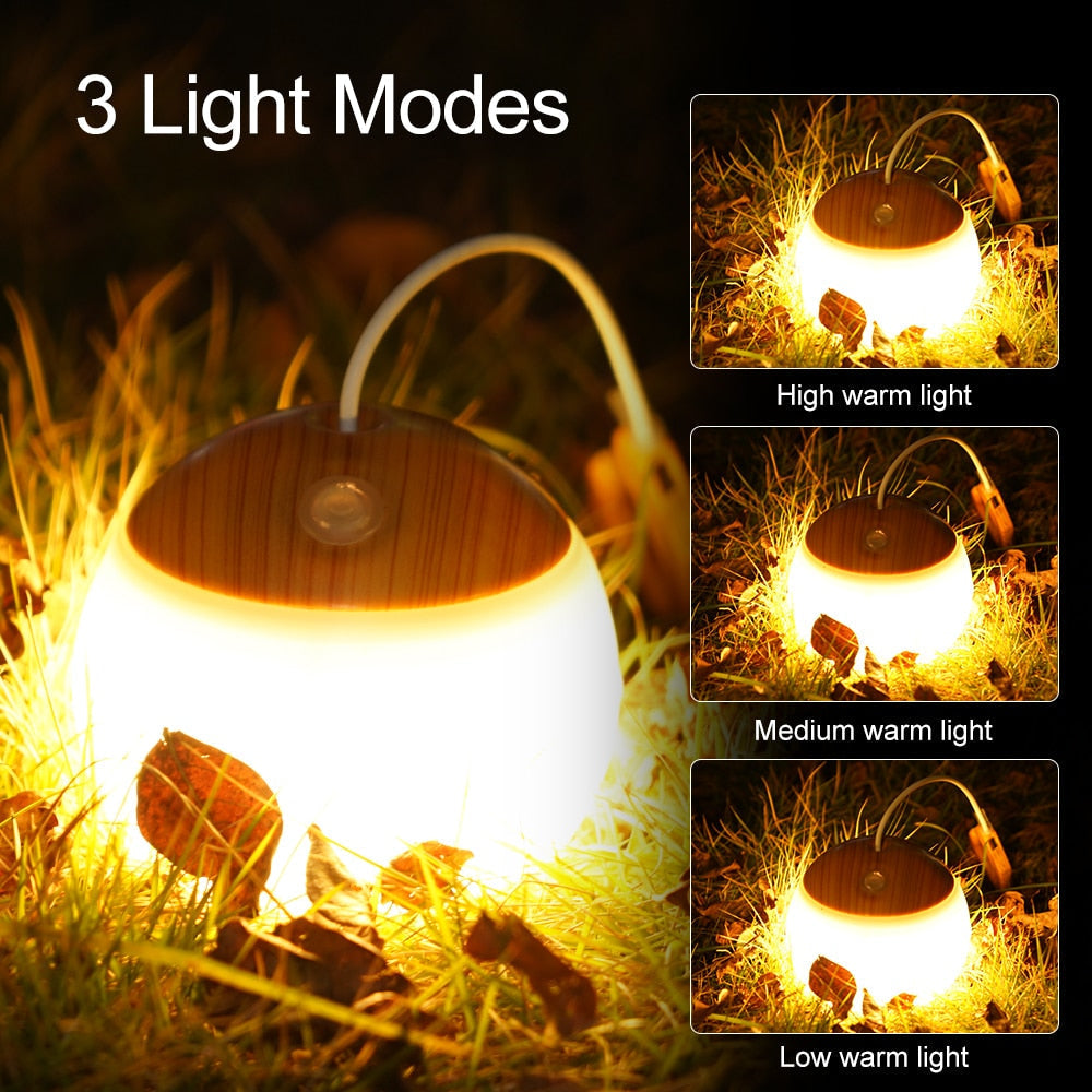 USB Rechargeable Mini Retro Camping Lantern with Hanging Hook - Battery Powered Night Light for Outdoor Emergencies