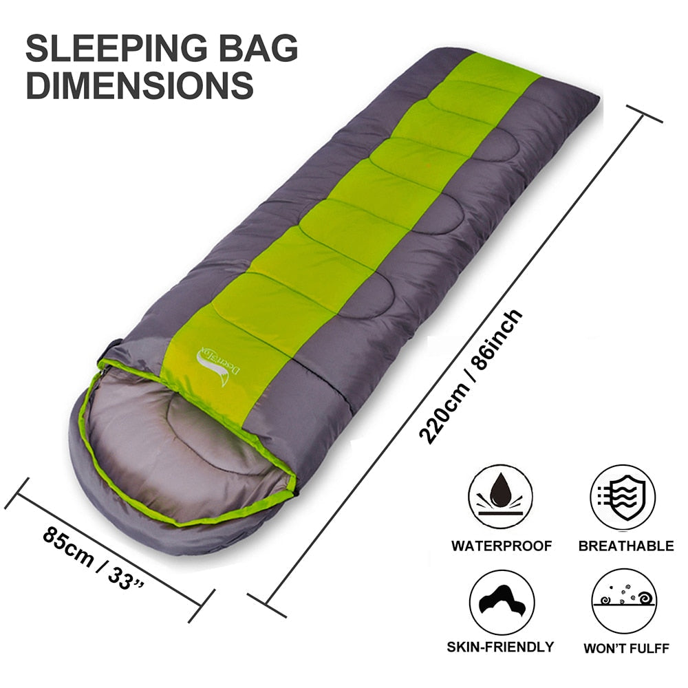 Large Winter Sleeping Bag for Adults - Warm Envelope Blanket for Camping, Hiking, and Tourism