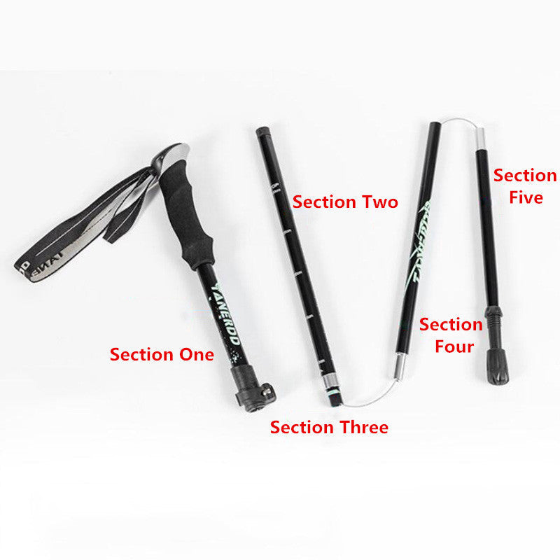 Ultralight 5-Section Adjustable Anti-Shock Telescopic Walking Stick for Camping, Hiking, and Trekking