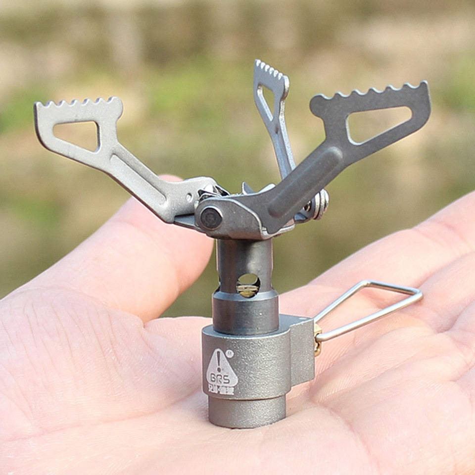 Camping Titanium Pot & BRS3000 Gas Stove Set - Lightweight Tableware for Hiking, Picnic, and Outdoor Cooking
