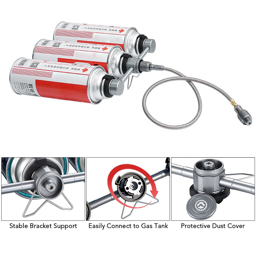 3-in-1 Aluminum Butane Adapter for Cassette Gas Canisters - Ideal for Outdoor Camping and Hiking
