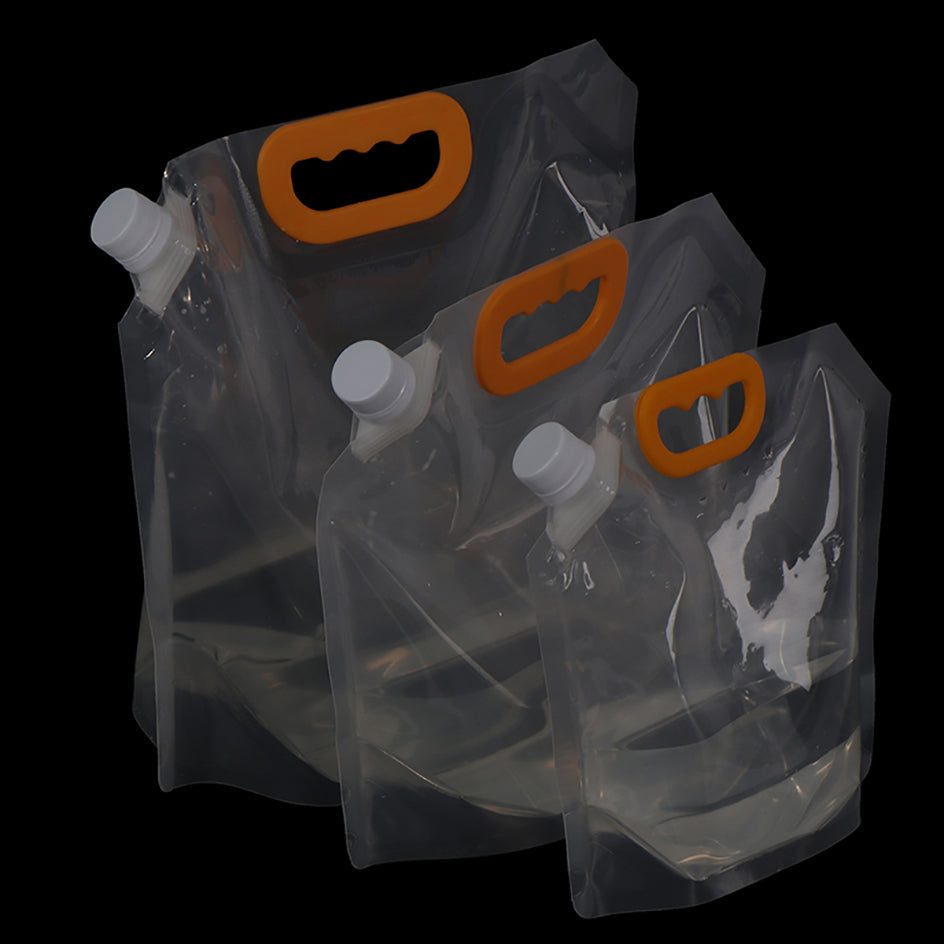 Foldable Transparent Stand-Up Plastic Beer Juice Milk Bag for Outdoor Camping Hiking - Portable Water Bags