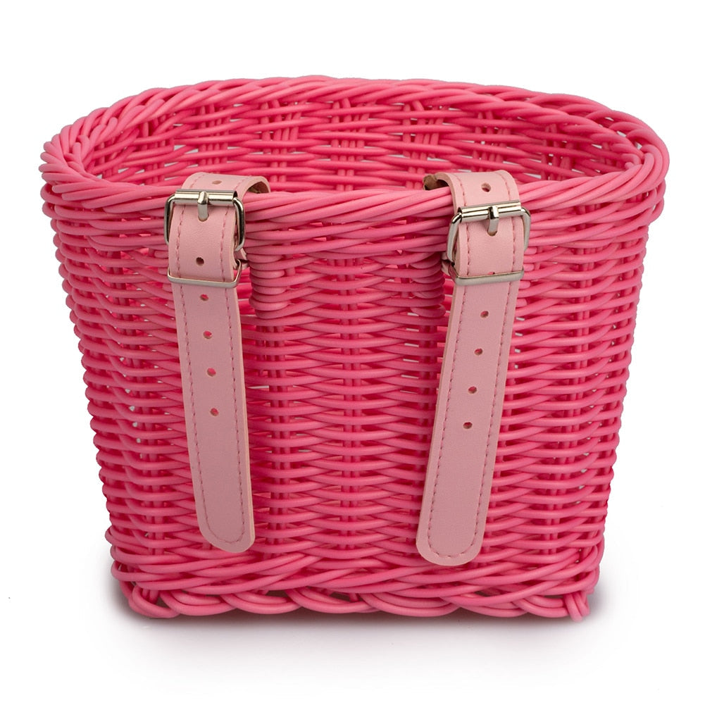 4pcs Kids Bike Basket Set: Handmade Wicker Basket, Bell, Stickers, Tassels Streamers for Child's Bicycle