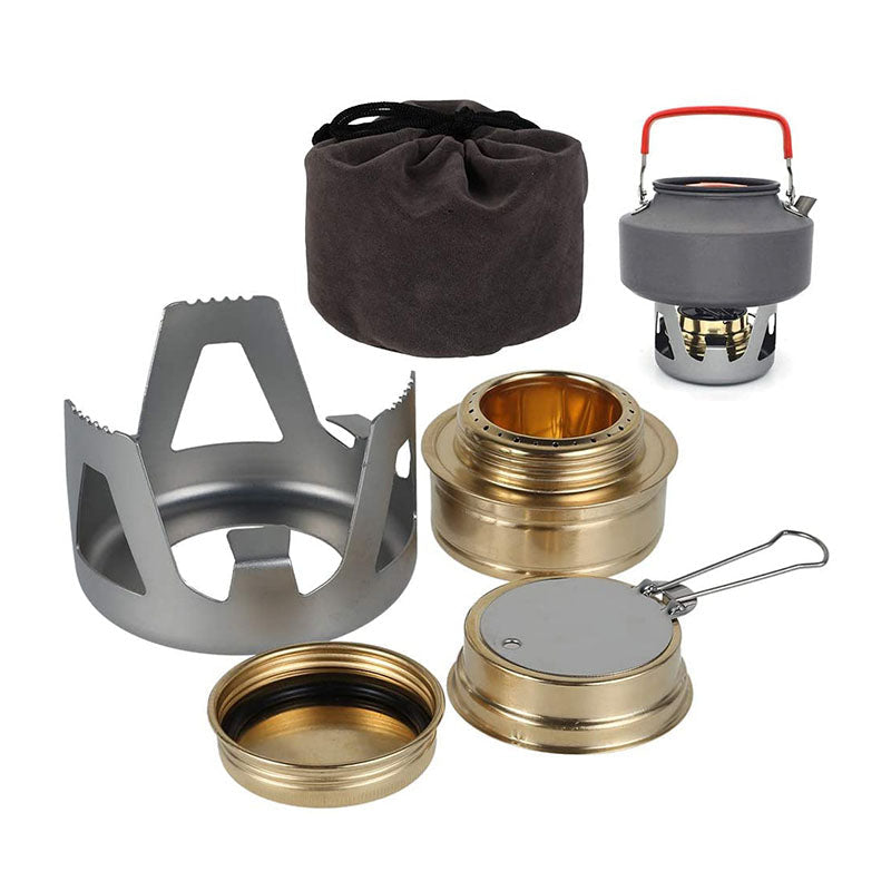 Portable Mini Alcohol Stove Burner - Ultralight Brass Camping & Backpacking Cooking Stove