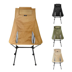 Portable High Back Folding Camping Chair with Pillow - Waterproof, Collapsible, Back Support for Travel, Picnic, Fishing