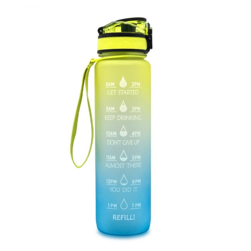 1000ML Leakproof BPA-Free Sports Water Bottle with Time Marker - Portable for Climbing, Camping, and Outdoor Activities