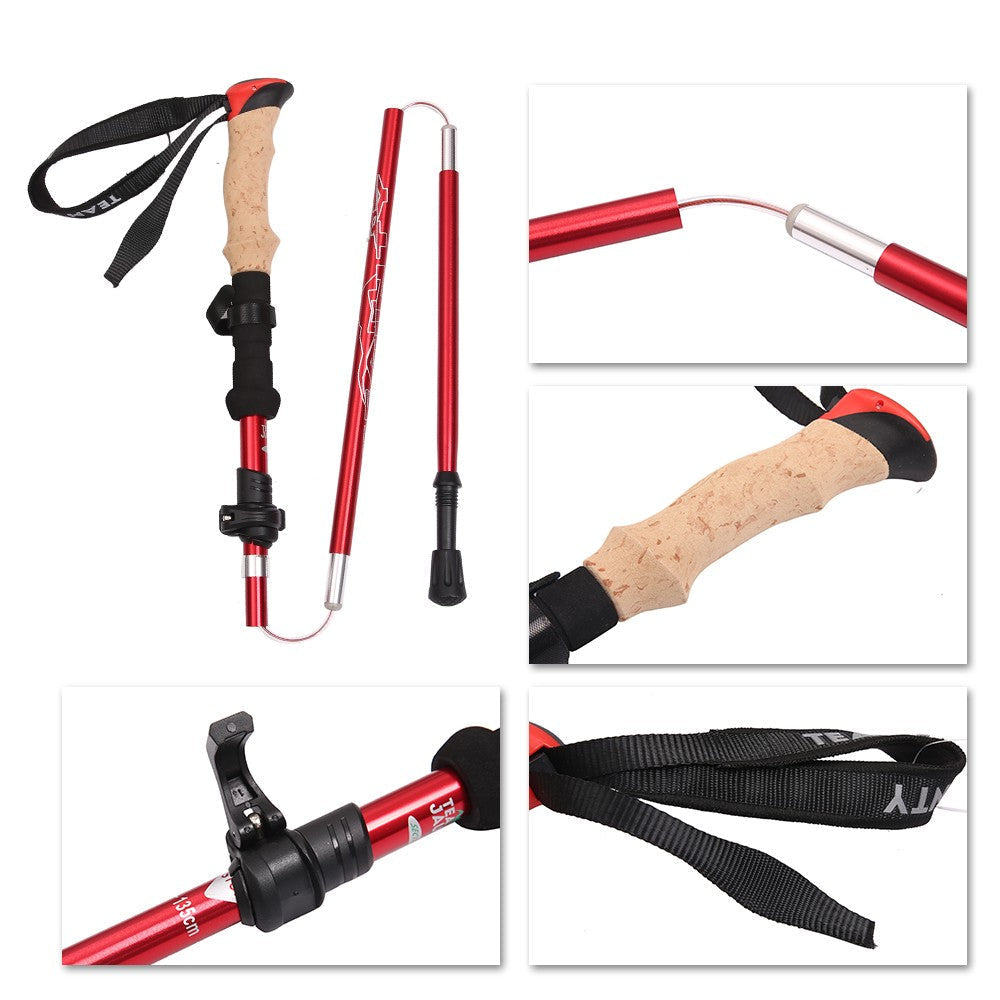 2Pcs Ultralight Aluminum Alloy Foldable Hiking Walking Sticks - Telescopic Trekking Poles for Camping & Nordic Walking