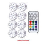 13 LED Underwater Light, 16 Colors RGB, IP68 Waterproof, RF Remote Control, Submersible for Pool, Pond, Vase