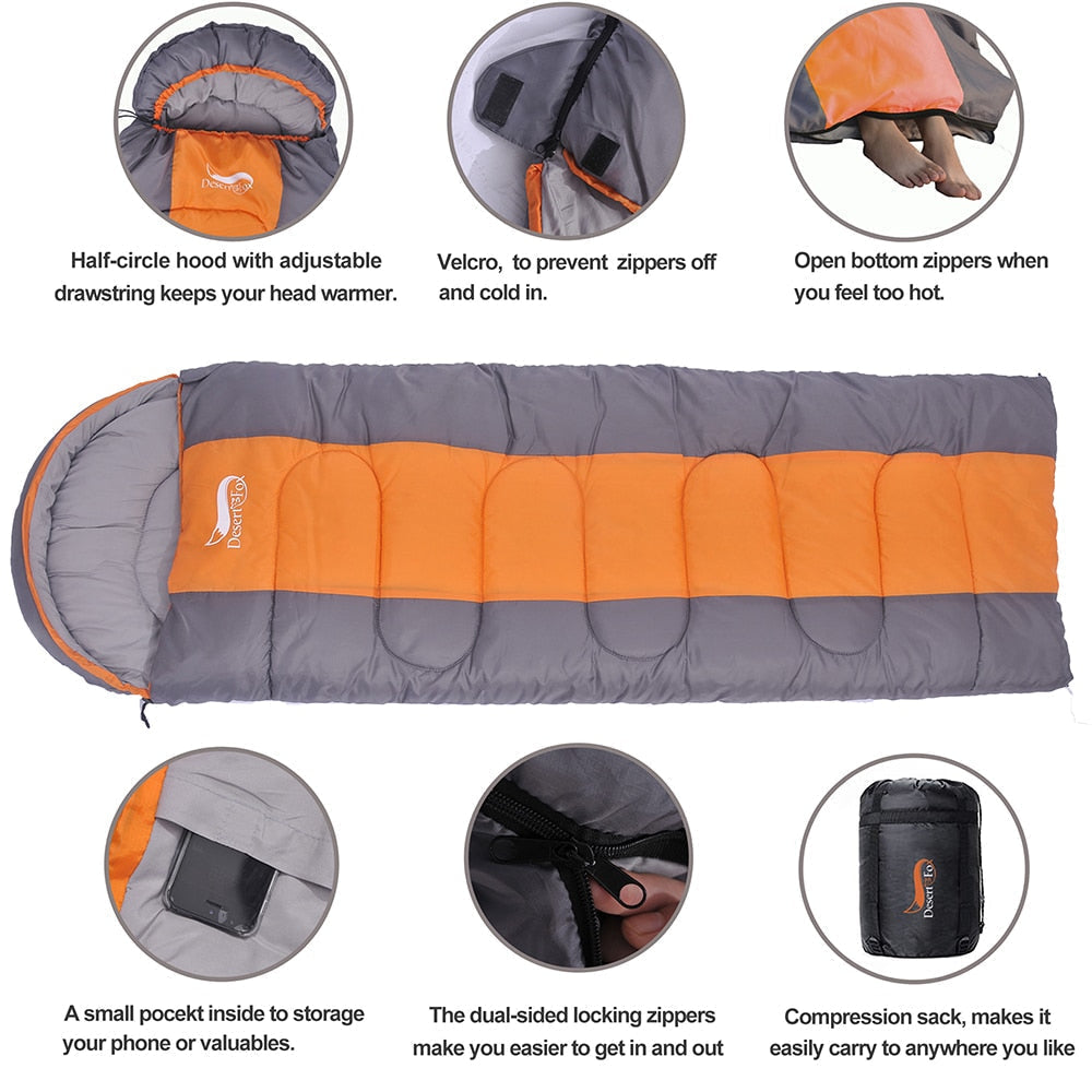 Large Winter Sleeping Bag for Adults - Warm Envelope Blanket for Camping, Hiking, and Tourism