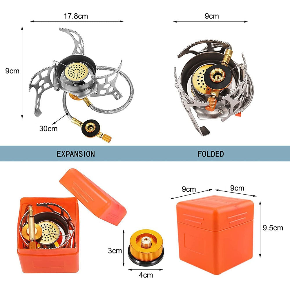 Outdoor Windproof Gas Stove - 3900W Folding Split Burner for Camping, Hiking, and Tourist Equipment